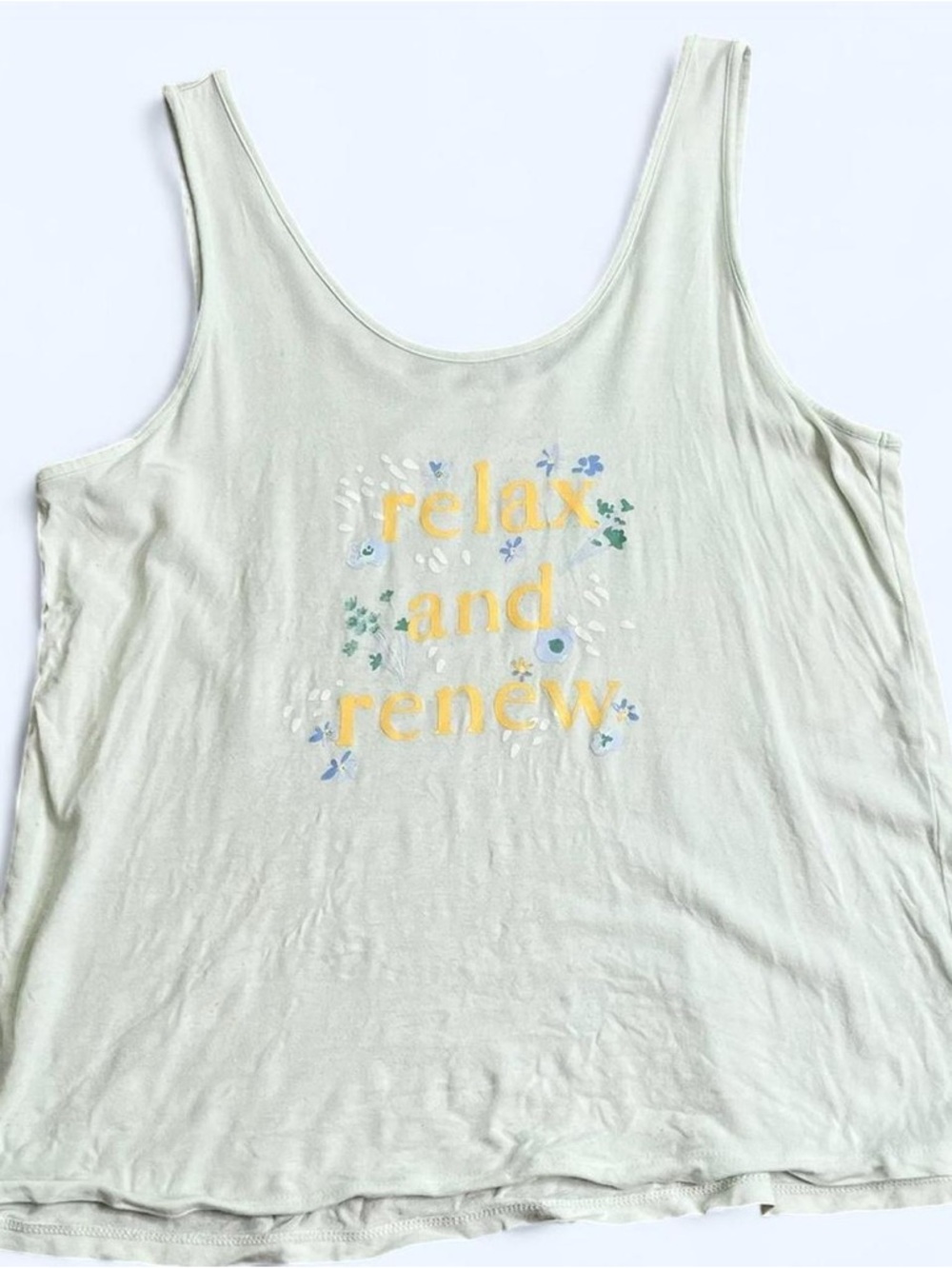 LC Lauren Conrad Intimates Size XS Light Blue Yellow Relax And Renew PJ Tank Top